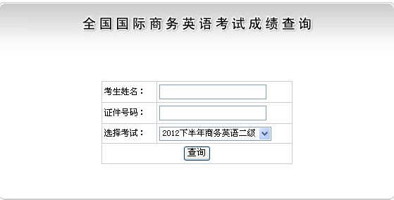 全国国际商务英语2012年11月考试二级成绩查