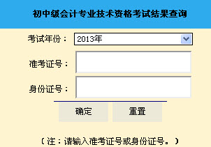 山东2013年初级会计职称无纸化考试成绩查询入口