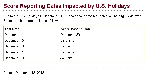 ETS圣诞节放假 12月15日及21日托福成绩推迟