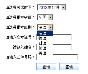 2012年12月全国外语水平考试WSK成绩查询-全