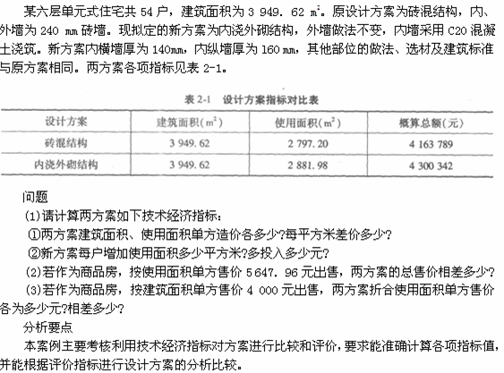 2013年造价工程师案例分析考试试题(第二章)