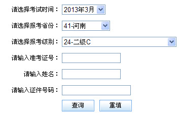 河南2013年3月全国计算机等级考试成绩查询时