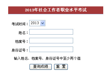 2013年福建省社会工作者考试成绩查询入口