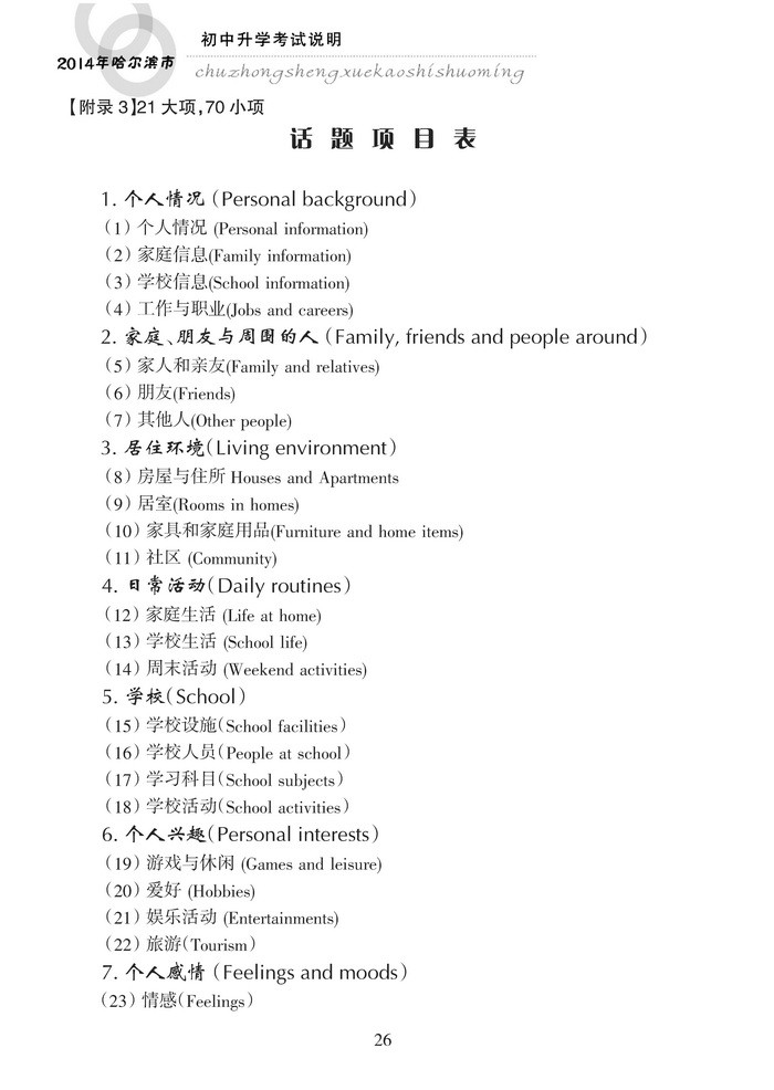 2014哈尔滨中考英语考试说明大纲 _ 中考 _ 23