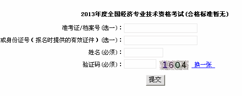 上海2013年经济师考试成绩查询入口