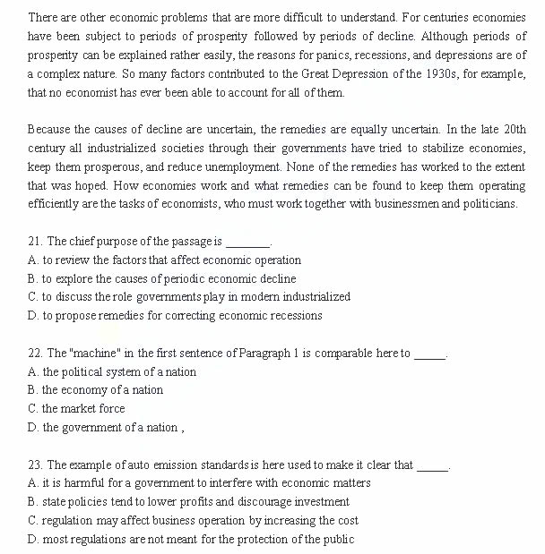 2014年考研英语二真题阅读部分