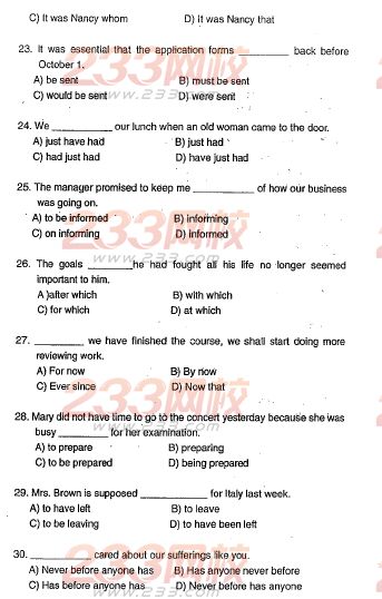 天津2005年成人学位英语考试真题(A卷)及答案