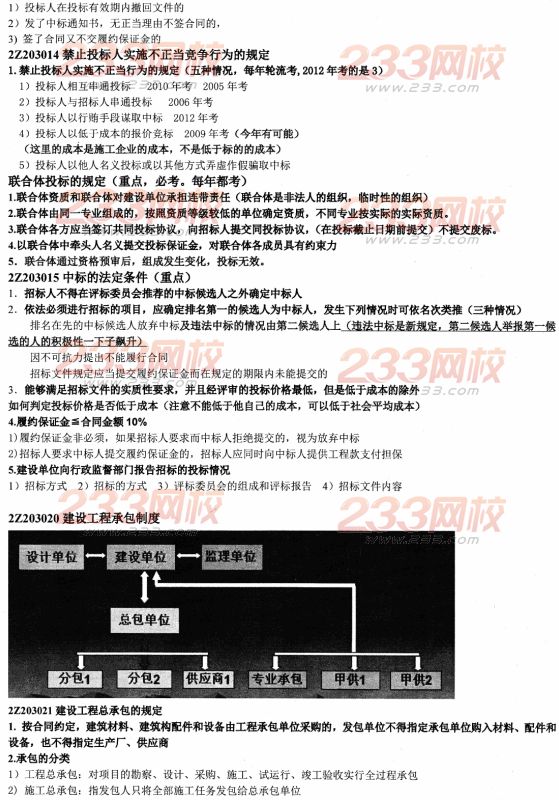 2014二建法规资料:建设工程发承包法律制度
