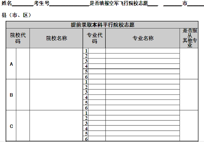 江苏省普通高校招生志愿填报表 233网校高考频