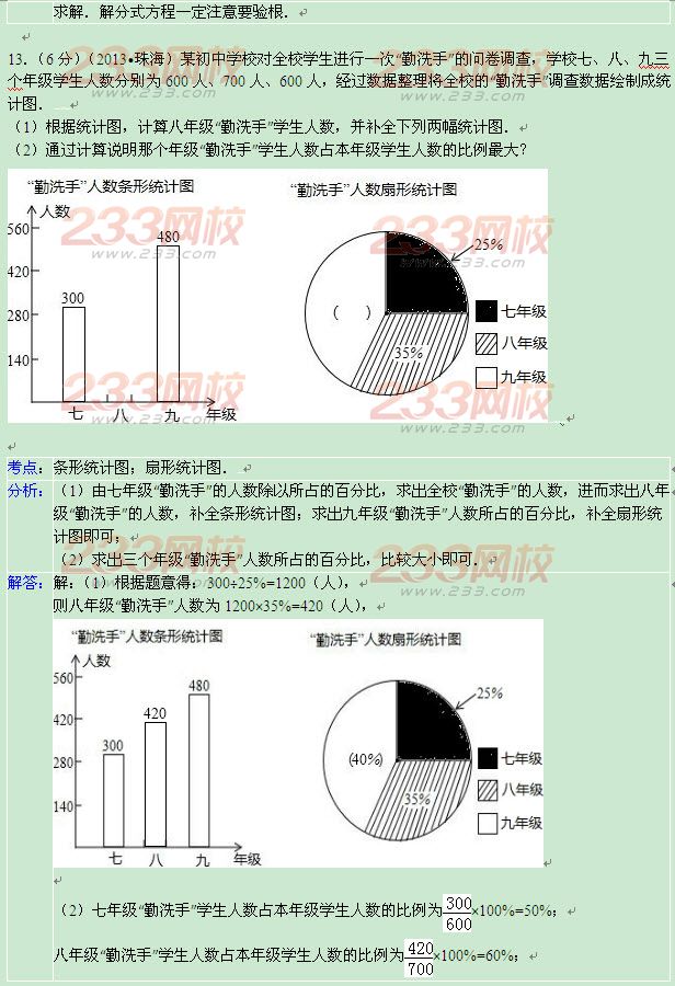 2013广东珠海中考数学试题及答案解析