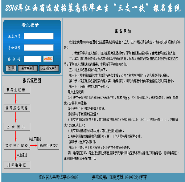 2014年江西三支一扶考试报名入口,江西三支一