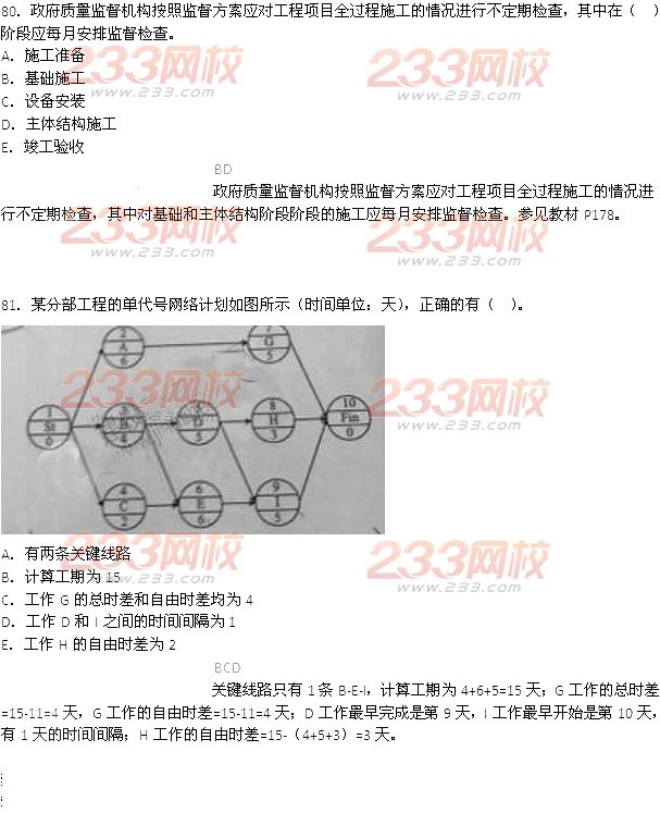 2014年二级建造师施工管理真题答案