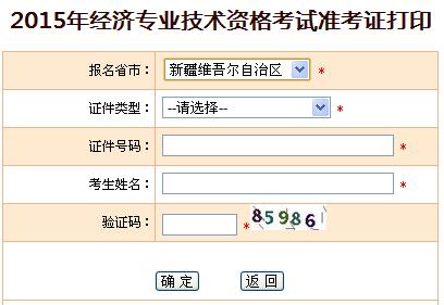 2015年新疆经济师准考证打印入口