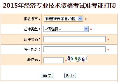2015年新疆经济师准考证打印入口