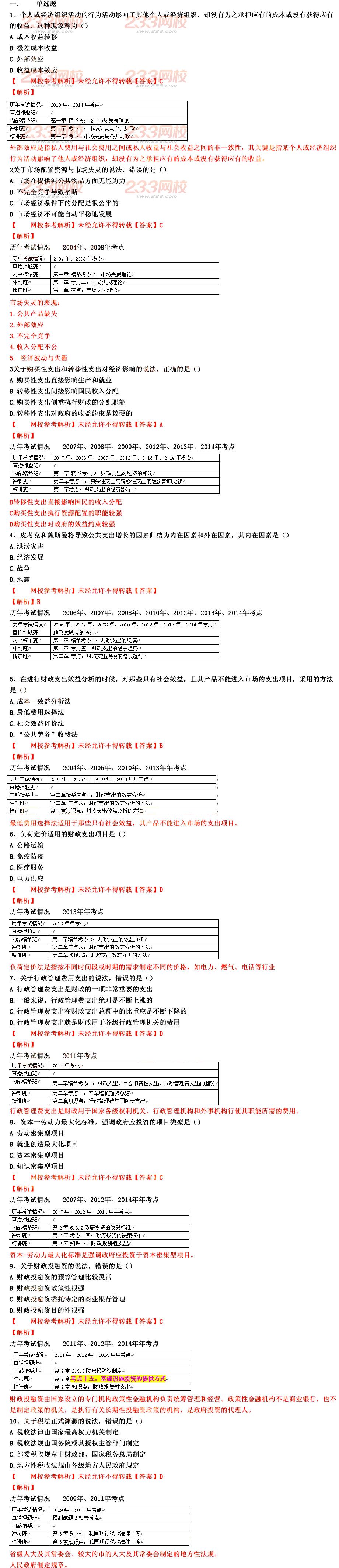 2015年经济师考试中级财政税收真题及答案