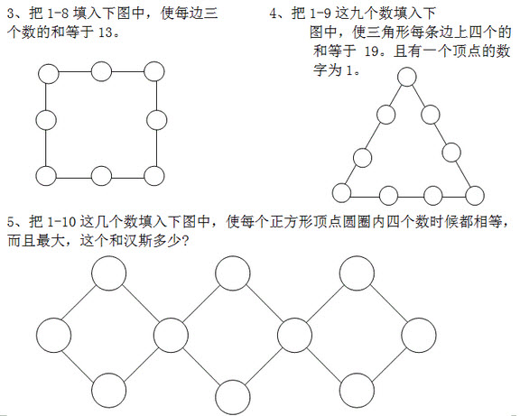 小学三年级数学思维训练《填数游戏》-小学教