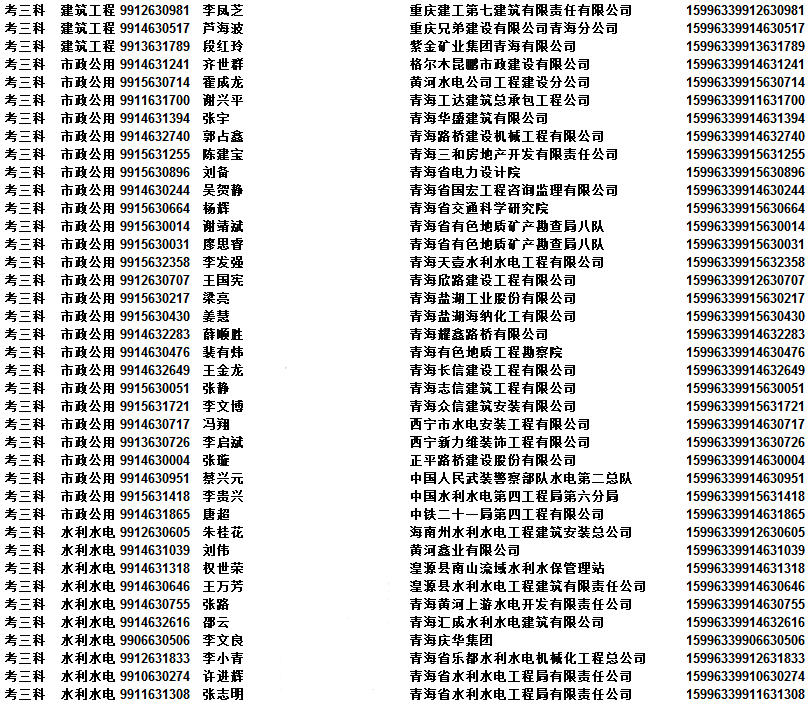 2015年青海二级级建造师资格考试合格人员名单