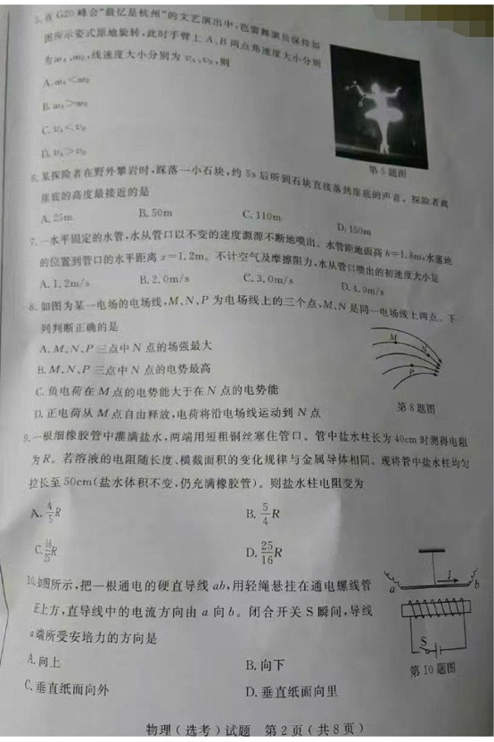 2017年浙江新高考选考科目考试物理试题 233
