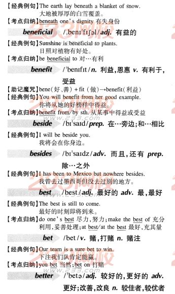 2016年成人学位英语词汇辅导B字母开头(003)