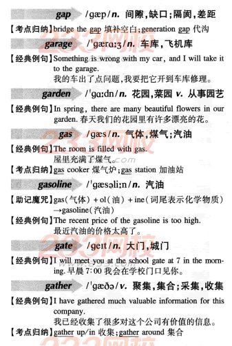 2016年成人学位英语词汇辅导G字母开头(001)