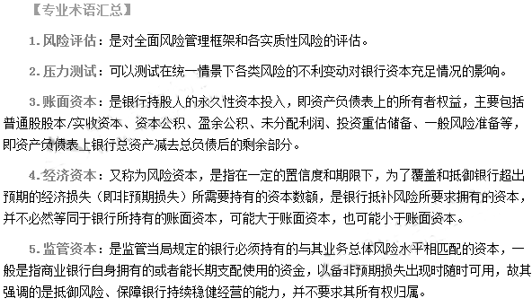 银行从业资格考试《风险管理》第八章专业术语速记