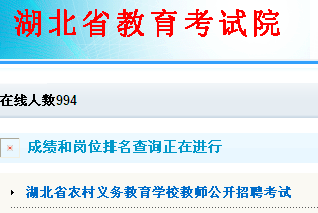 2016湖北农村义务教育学校教师招聘成绩查询