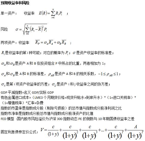 2016年期货从业资格考试《投资分析》重要公式(三)