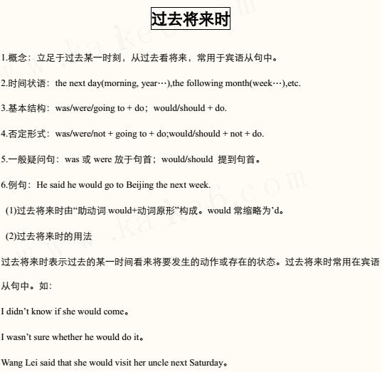 初中英语八大时态精讲笔记:过去将来时-中学资