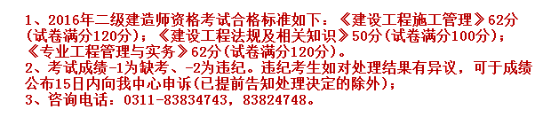 2016年河北二级建造师合格标准