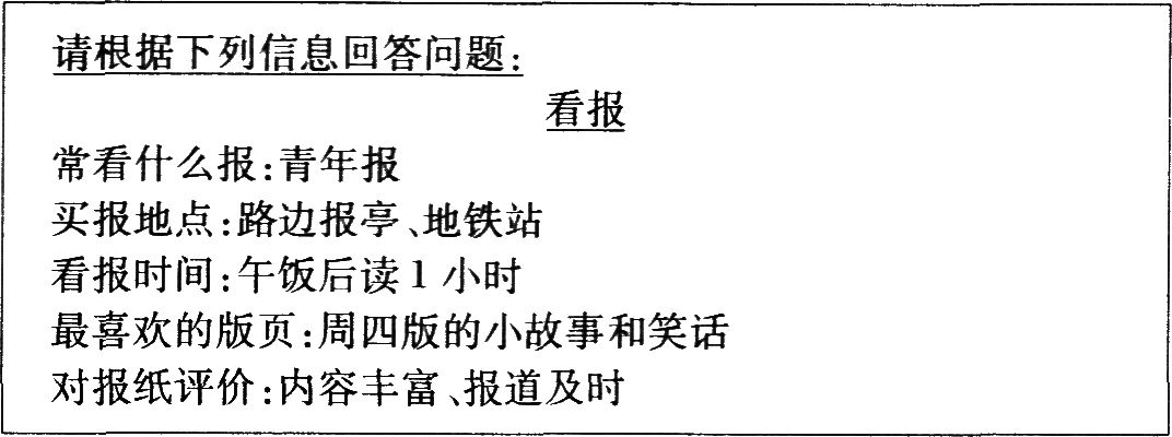 全国英语等级考试二级口试真题卷(相互问答B)