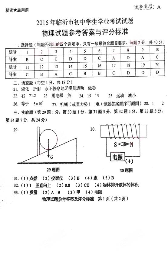 2016年山东临沂中考物理试题答案 _ 中考 _ 23