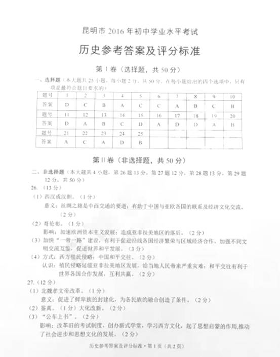 2016云南中考阅读题及答案