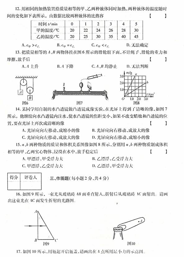 2014年河南新乡中考物理真题 _ 中考 _ 233网