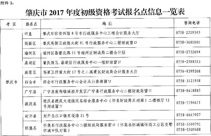 肇庆市2017年初级会计职称报名时间