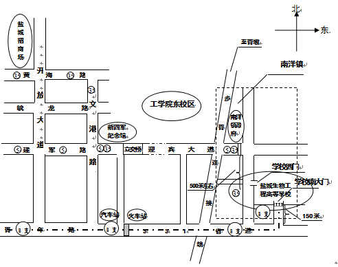 江苏盐城2017年安全工程师考试路线及考场分布图