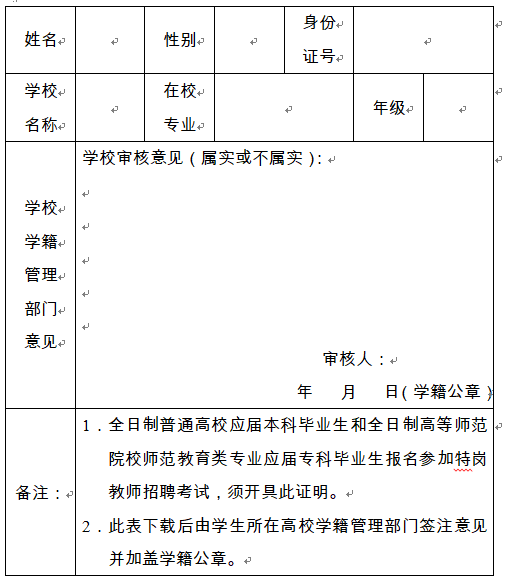 2018山西特岗教师报名:应届毕业生在籍学习证