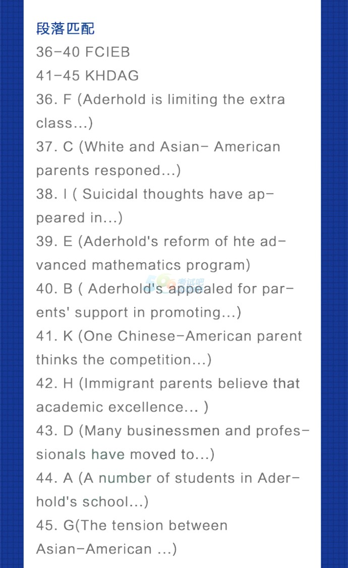 2018年6月英语四级段落匹配答案(卷3有道考神