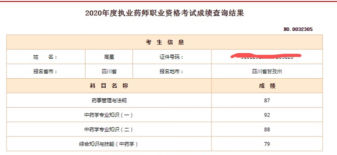 执业药师成绩查询