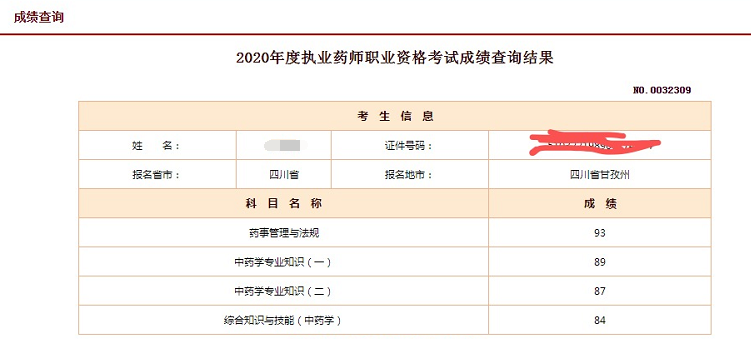 执业药师成绩查询