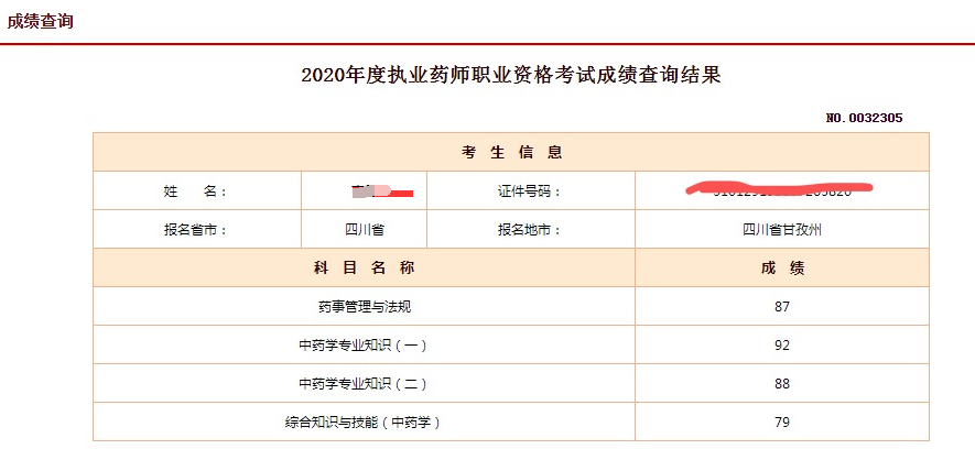 执业药师成绩查询