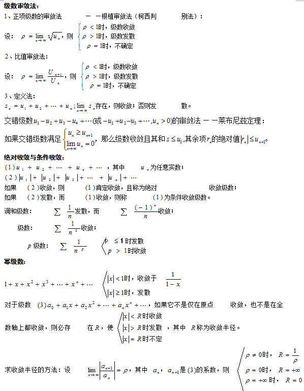 2013年成人高考(专升本)高等数学公式大全