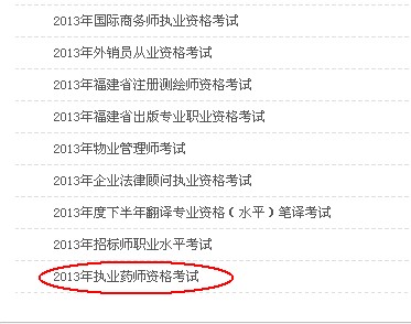 2013年福建执业药师成绩查询入口