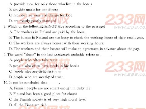 2008年4月北京成人英语试题及答案A卷