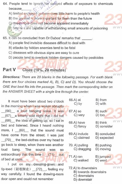 天津2010年成人学位英语考试真题(A卷)及答案
