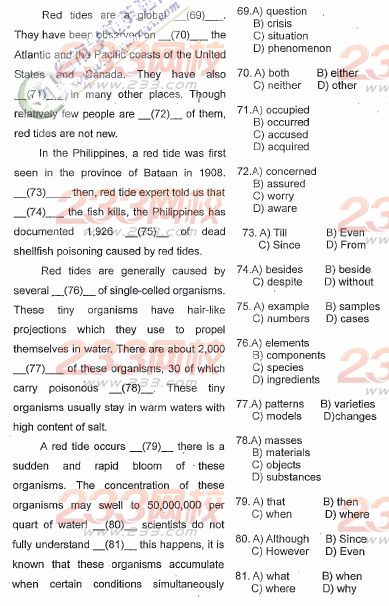 天津2009年成人学位英语考试真题(A卷)及答案