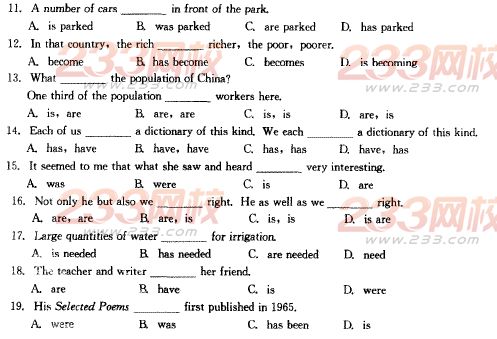 2014年成人学位英语语法强化练习009