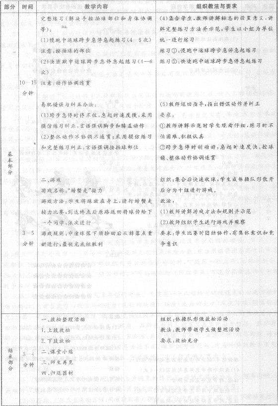 2014教师资格体育与健康学科知识与教学能力(初级中学)专家命题卷(7)