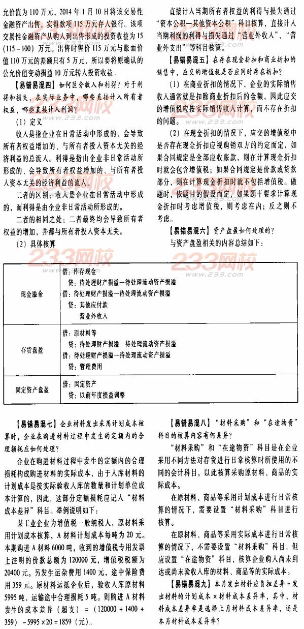 2014年初级会计实务第一章易错易混点