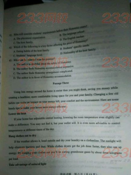 2015年成人高考专升本英语考试试题(网友版)