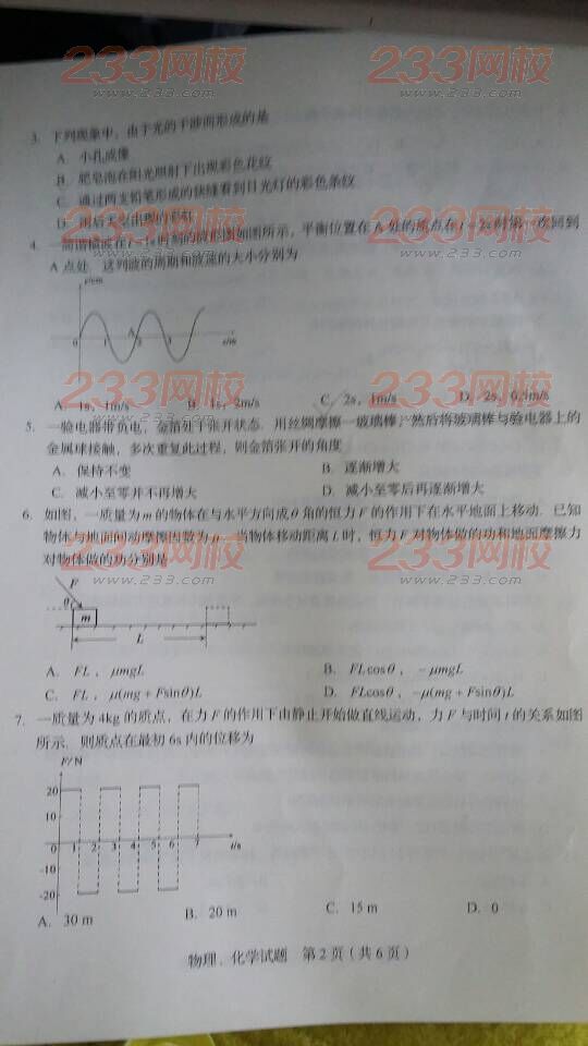 2015年成人高考高起点理化综合考试试题（网友版1）